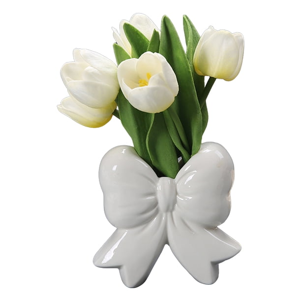 Jarrón de cerámica con lazo para flores, moderno jarrón con lazo para flores, para el hogar, la oficina, centro de mesa, jarrón decorativo con plantas florales.
