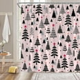 thumbnail image 2 of Christmas Tree Shower Curtain Sage Green Xmas Tree Pine Cartoon Winter Holiday Cute Bathroom Decor Curtain with Hooks,Pink,, 2 of 4