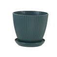 thumbnail image 2 of Small Flower Pots, Small Plant Pots, 7.5X6.3 In, Thick Molded Plastic, Flower PotswithDrainage, Plant TraysforPots, Ribbed Finish, Outdoor Gardening, Deep Green, 2 of 6