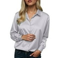 thumbnail image 5 of vigerkar Womens Tops Long Sleeve Satin Silk Button Down Shirts Casual Business Dressy Blouses (Grey, XL), 5 of 5