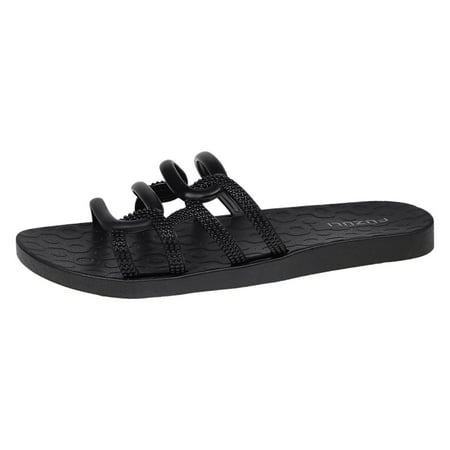 

Women Sandals Fashion Pattern Simple Solid Color Flat Bottom Comfortable Non Summer Beach Slippers