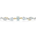 thumbnail image 2 of Gem Stone King 925 Silver and 10K Yellow Gold Sky Blue Aquamarine and White Moissanite and Lab Grown Diamond Tennis Bracelet for Women By Keren Hanan (1.54 cttw, Adjustable up To 9 inch), 2 of 3