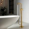 thumbnail image 3 of Vinnova Delara Freestanding Bathroom Chrome Tub Faucet with Hand Shower in Brushed Gold, 3 of 5