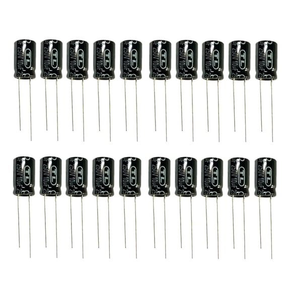 Dualoai 20pcs 250V 10uf Radial Leads Electrolytic Capacitor Adapter Filter Capacitor
