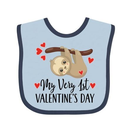 

Inktastic My First Valentines Day Baby Sloth Gift Baby Boy or Baby Girl Bib