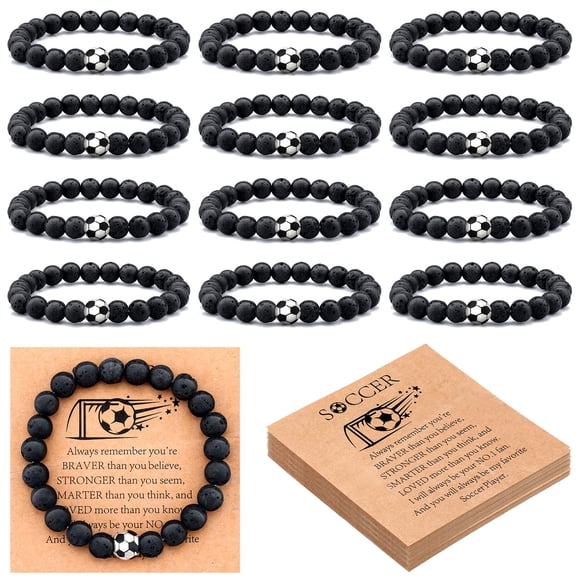 Brazalete Ecation 12 sets de fútbol con piedras de lava, 18 cm