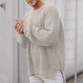 thumbnail image 2 of Vedolay Sweaters for Young Men Oversized Sweaters Spilt Hem Pullover Knit Sweater Tops Grey,XL, 2 of 5