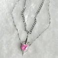 thumbnail image 4 of Couple Necklace Cubic Zirconia Heart Matching Necklace Romantic Through The Heart Couple Jewelry for Him Her Valentine's Day Gift, 4 of 8
