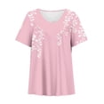 thumbnail image 4 of Blusas de Manga Corta para las Mujeres con Cuello en V Impreso Suéter Casual Top, Blusas para las Mujeres Casual, 4 of 4