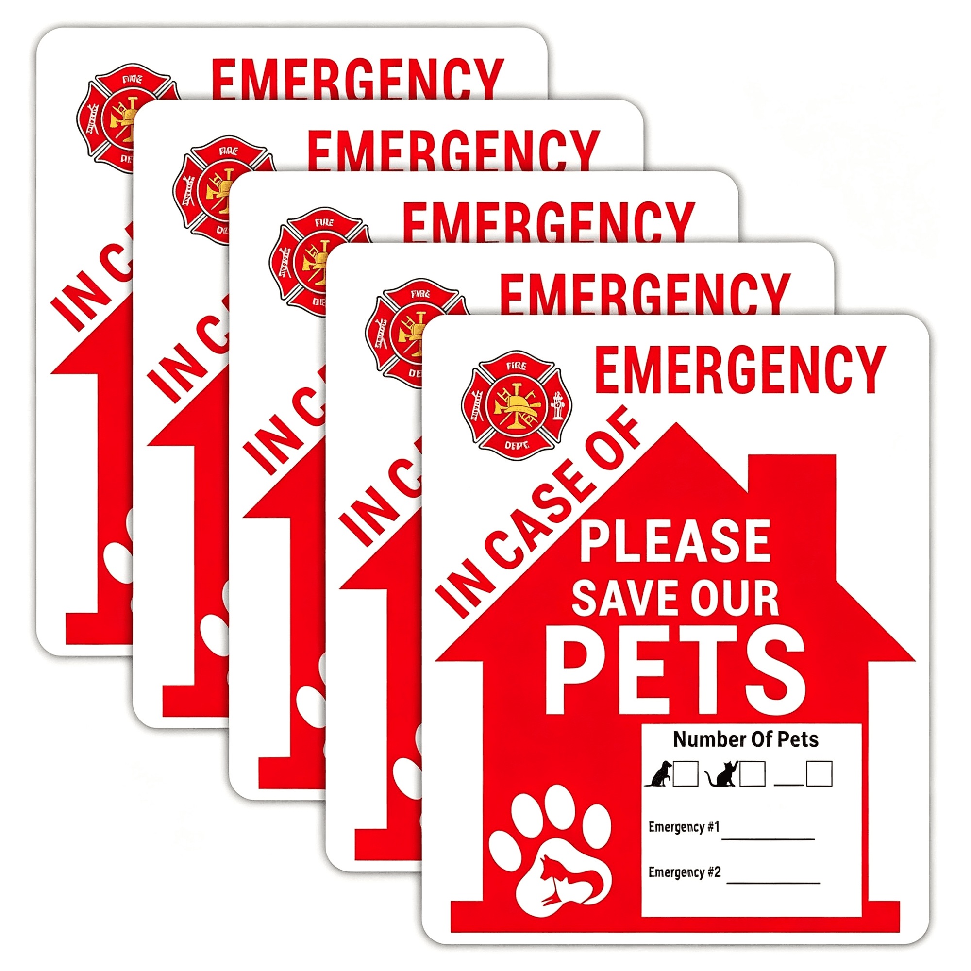 CCOCC Pet Alert Sign Stickers,5 Pack Save Our Pets Emergency Decal for House Home Window Pet Door -Premium Self-Adhesive Vinyl,Fade Resistance,Indoor and Outdoor 5X4"