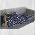 thumbnail image 5 of Botanical Soft Flannel Fleece Throw Blanket, Monochrome Illustration of Abstract Flowers and Dandelions Silhouettes, Cozy Plush for Indoor and Outdoor Use, 70" x 90", Indigo and White, by Ambesonne, 5 of 5