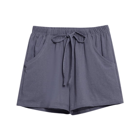 Womens Shorts Casual And Elastic Solid Waist Loose Workout Gym Shorts Yoga Running Shorts with Pockets Grey