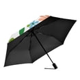 thumbnail image 2 of FORMRS Travel Umbrella Folding Auto Open Close Windproof Rain UV Protection, Retro Blue Floral, 2 of 8