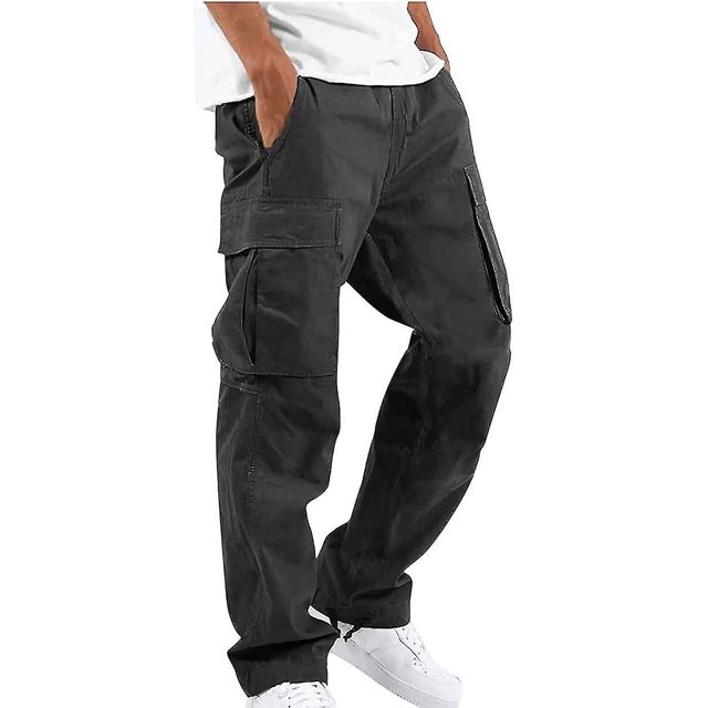 Pants For Men Solid Casual Multiple Pockets Outdoor Straight Type Fitness Long Pants