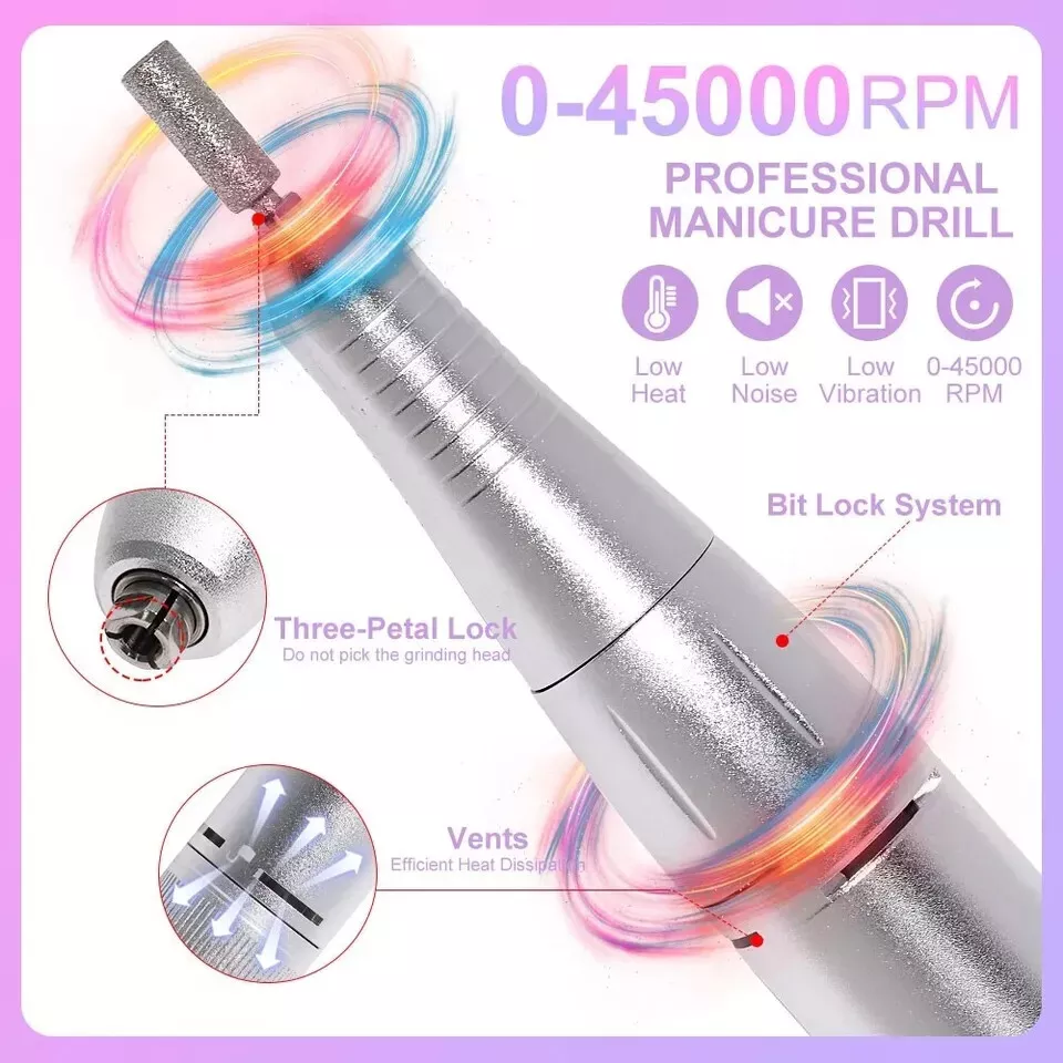 3*pcs  Professional Electric Nail Drill Machine 45000RPM Portable 2025