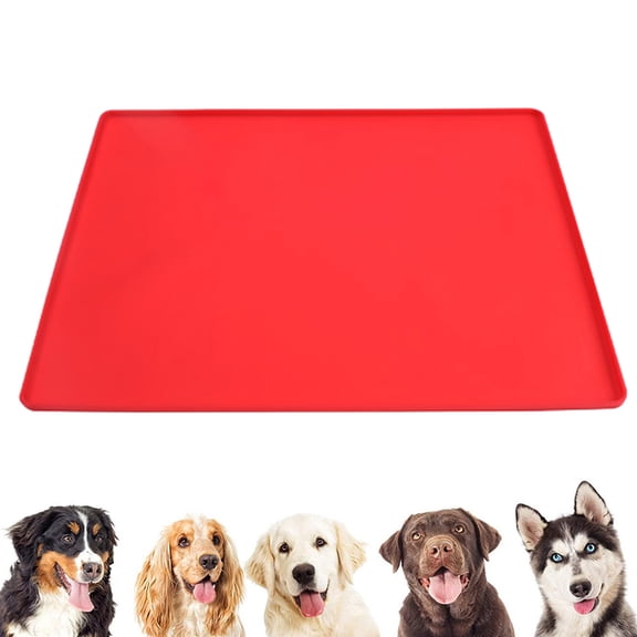 Primegos Pet Food Mat Large Silicone Pet Bowl Pad with Raised Edges Pet Feeding Placemat for Dogs Cats Kittens