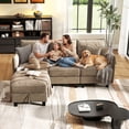 thumbnail image 4 of BedLuxury 84” Modular Sectional Sofa with Moveable Storage Ottoman, Cloud Couch Seats 4, Modern Living Room Furniture, Chenille Brown, 4 of 12