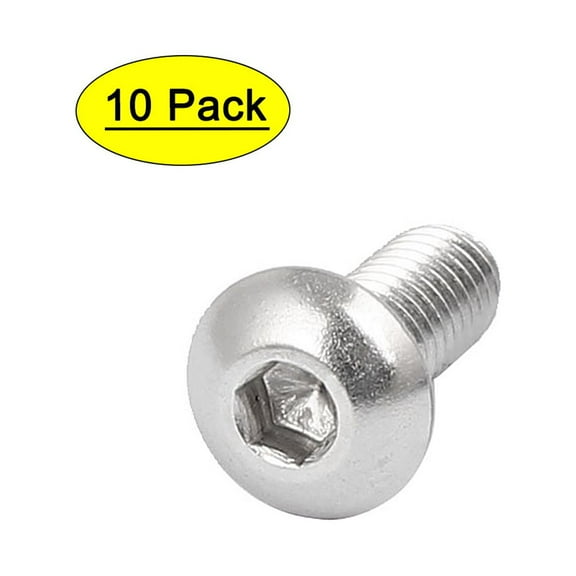 M5x14mm Thread 316 Stainless Steel Button Head Hex Socket Cap Screw Bolt 10pcs