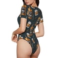 thumbnail image 2 of Balery Cigar Body de cuello redondo de manga corta para mujer Tops de manga corta Tops básicos-Small, 2 of 7