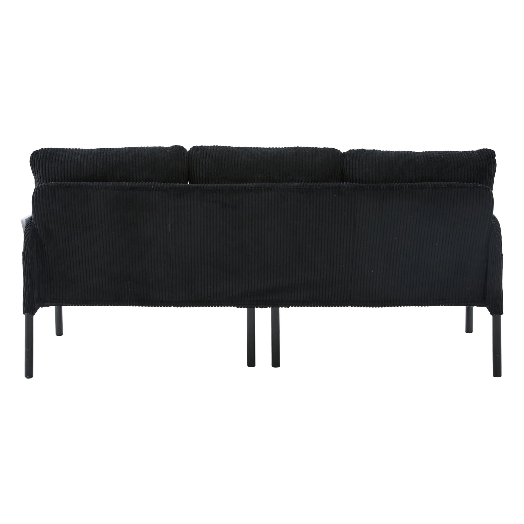 Jopath Oversized Loveseat, Double-Seater Sofa Cozy Bedroom Sofa with Metal Legs and Side Pockets for Living Room Bedroom Dorm Apartment Black