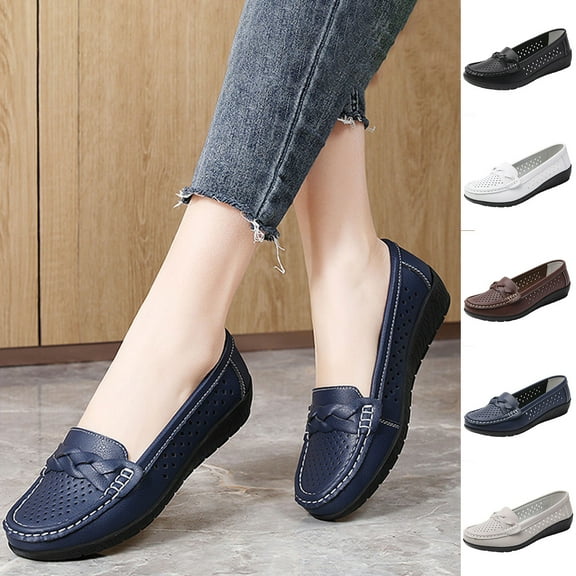 Miluxas Women's Casual Closed Toe Slip On Loafers Breathable Comfortable Walking Shoes Softsole Arch Support Mules for Daily Wear White 10(44)