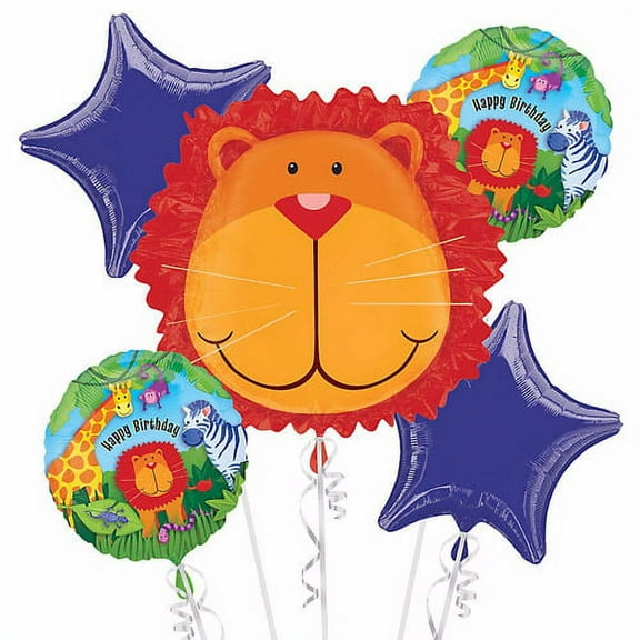 Jungle Animals Birthday Anagram Balloon Bouquet Kit (5 piece) - Party Supplies Decorations