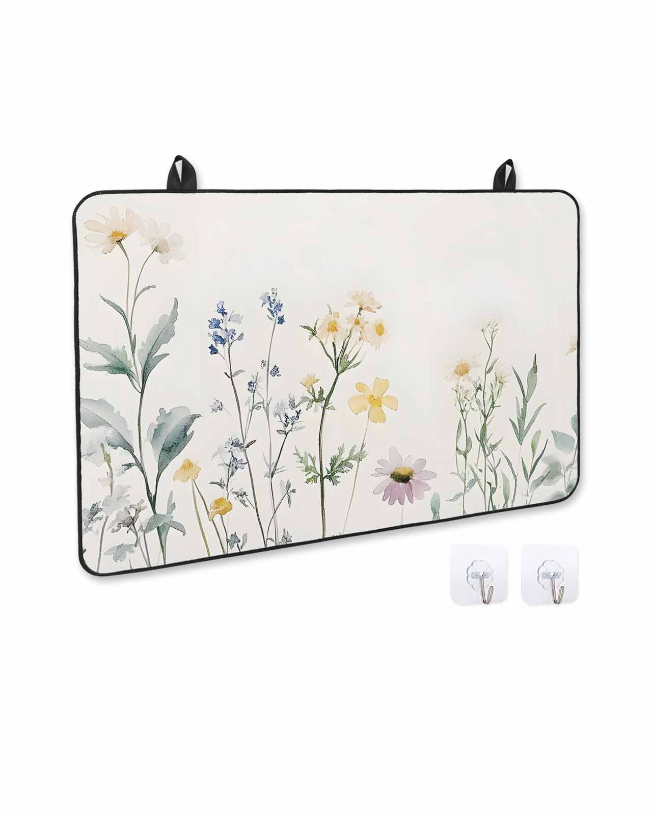 nqOlkjepod Large Induction Cooktop Protector Mat 24"x21", Vintage Floral Stove Top Covers for Electric Stove, Farmhouse Spring Botanical Decorative Stove Burner Cover Mats, Glass Top Stove Cover