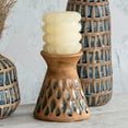 thumbnail image 2 of Creative Co-Op 6.5 Inches Debossed Terra-cotta Candle Pillar Holder for 3 Inches Pillar, Natural and Blue, 2 of 5