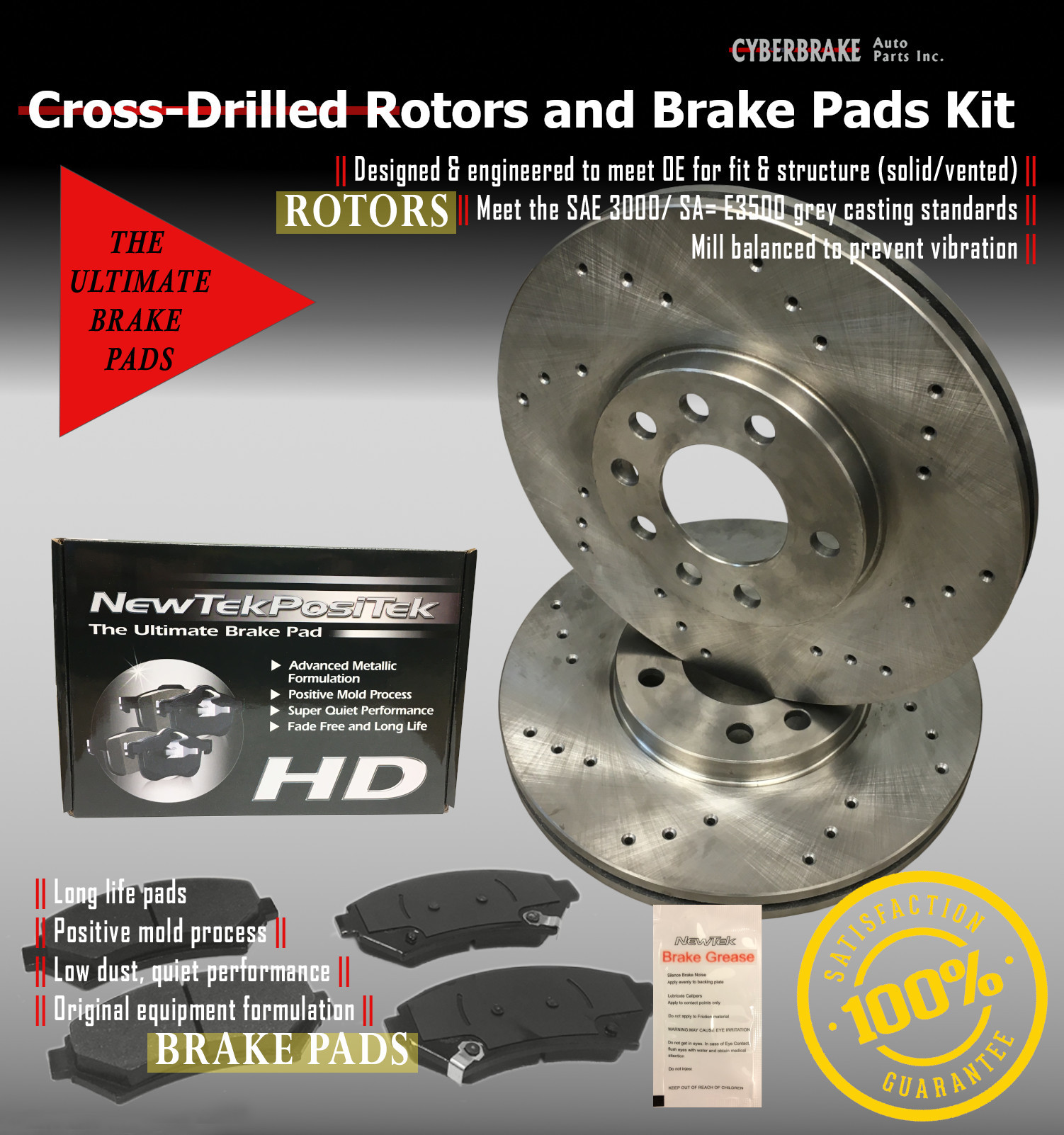 DK15247D Drilled Rotors and Ultimate HD SemiMetallic Brake Pads