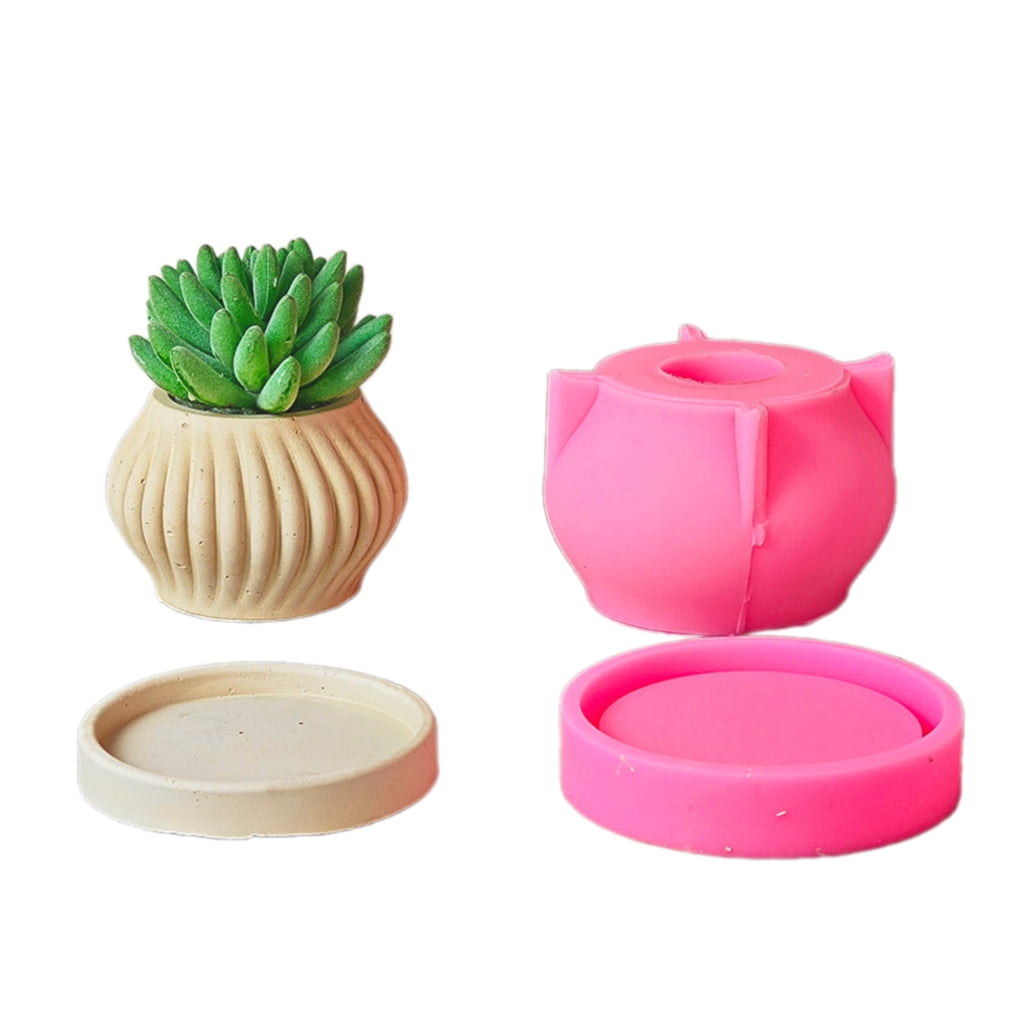 Flowerpot Mold Silicone Clay Striped Pattern Silicone for Hand-Making Concrete Resin Flower Pots