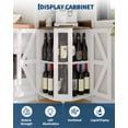 thumbnail image 3 of 68" Grey Corner Bar Cabinet with LED Lights & Power Outlet – 5-Tier Freestanding Wine Rack, Glass Door, Barn Door, Glass Holder, Rustic Industrial Wine Storage for Dining or Living Room – Color: Grey, 3 of 7