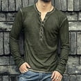 thumbnail image 3 of Clothing Henley T Shirts for Men Long Sleeve Button Henley T-Shirts Button Slim Solid Top On Leisure Shirt Shirts V For Neck Color Blouse Casual Basic Tops, 3 of 5