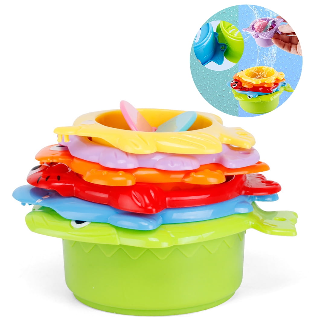 6PCS Stacking Cup Creative Fish Shaped Bath Toy Bath Stacking Toy