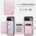 thumbnail image 2 of JEEHOOD Case For Google Pixel 9 / Pixel 9 Pro, RFID Blocking Compatible With MagSafe Detachable 2 In 1 Wallet With Snap fastening Card Holder,PU Leather Case,Kickstand Magnetic Protective Cover,Pink, 2 of 8