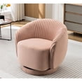 thumbnail image 2 of Silla de barril giratorio de terciopelo de 366 grados, sillón moderno de acento plisado con base resistente y cojín acolchado grueso, 2 of 5
