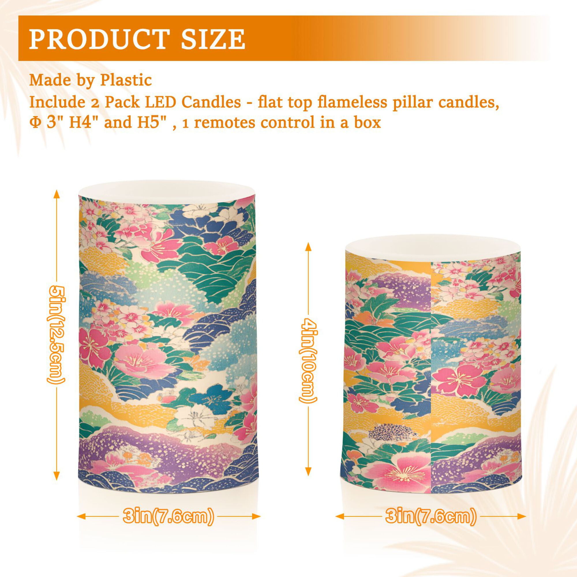 Yayeee Flameless Candles with Remote Flickering Battery Operated Multi Color Changing, Yellow Floral Wave
