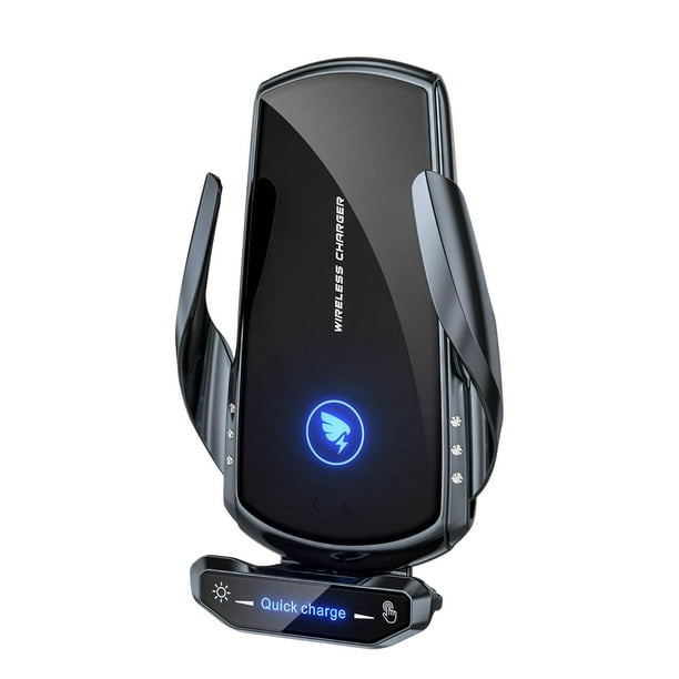 Cargador inalámbrico universal para coche con sensor electromagnético de 15 W. Negro