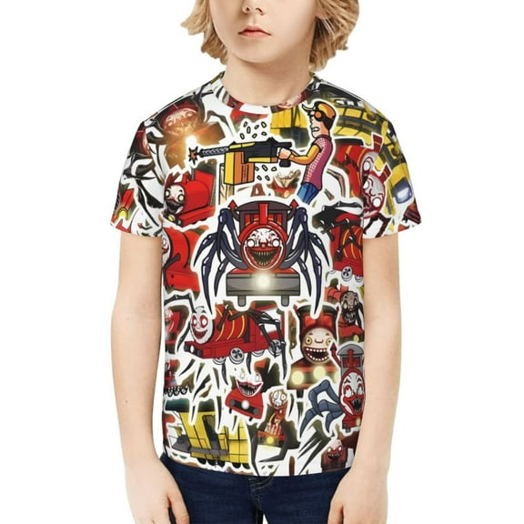 Choo-Choo Charles Kids T-Shirt 3d Printed Graphic T-Shirts Boys And Girls Short Sleeve Shirts For Youth Kids X-Small