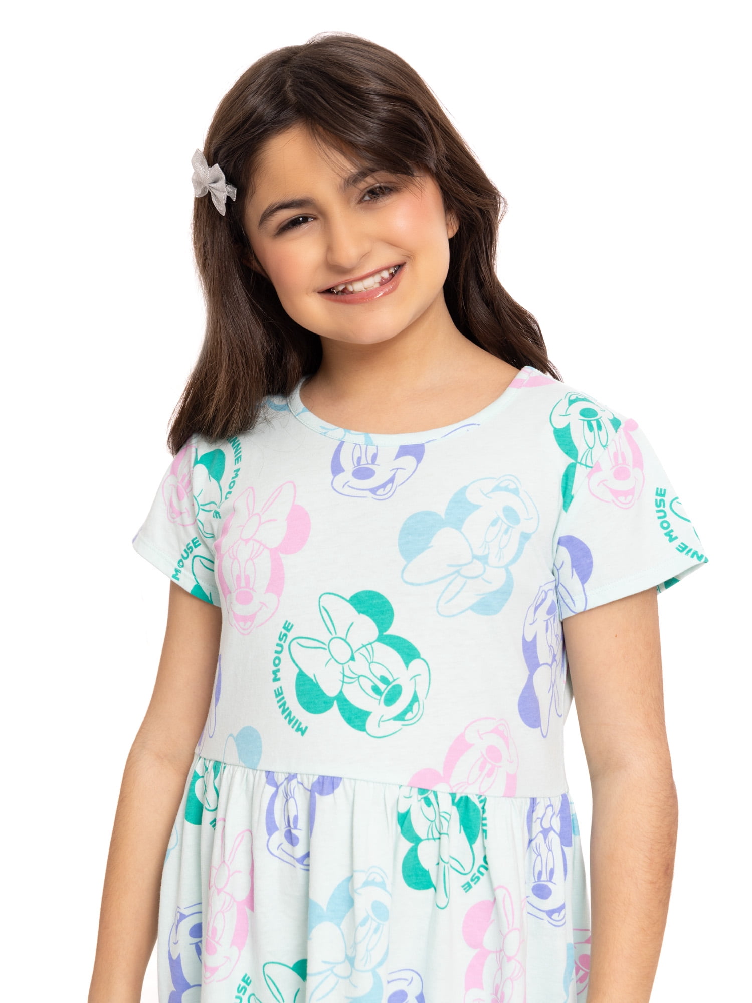 Minnie Mouse Girls Print Dress with Short Sleeves, Sizes 4-12