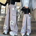 thumbnail image 2 of Vividxx Girls Summer Pants Casual Loose Wide Leg Retro Star Patch Pocket Elastic Waist Comfortable Outfits Sets For Daily Wear Solid Color Toddler Breathable Dailywear, 2 of 9