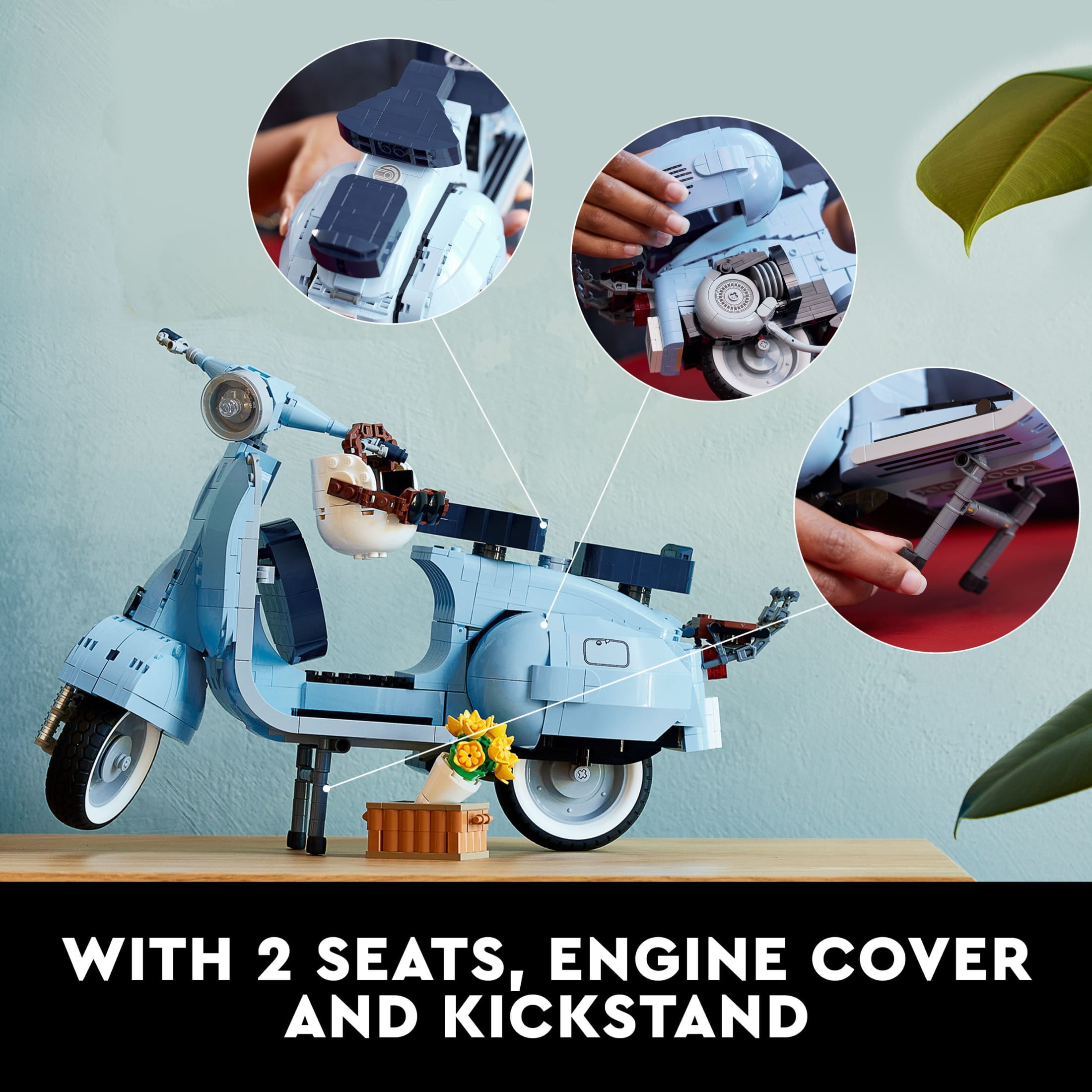 LEGO Icons Vespa 125 Model Building Kit - Vintage Italian Scooter DIY Craft Kit for Adults, Ages 18+ - Unique Gift Idea - Includes Kickstand for Easy Display - 10298