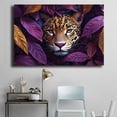 thumbnail image 5 of Mudket Framed Leopard in Purple Jungle Leaves Canvas Wall Art, Moody Leopard Print Wall Decor for Living Room, Jungle Animal Wall Art, Ready to Hang - 12"L x 8"W, 5 of 10