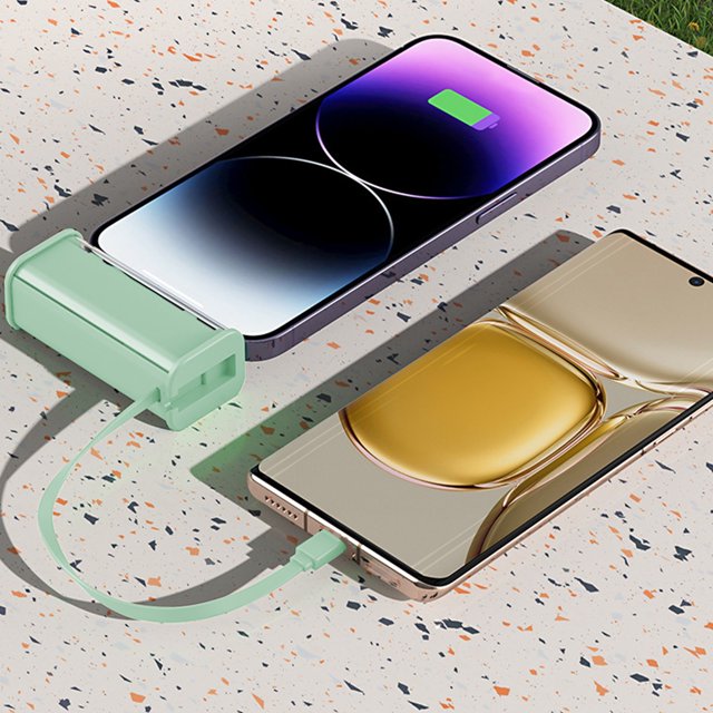 Banque d'Alimentation Capsule Transparente Élégante et Portable avec Câble Intégré, Technologie de Charge Rapide PD 22W et Grande Capacité 5000mAh