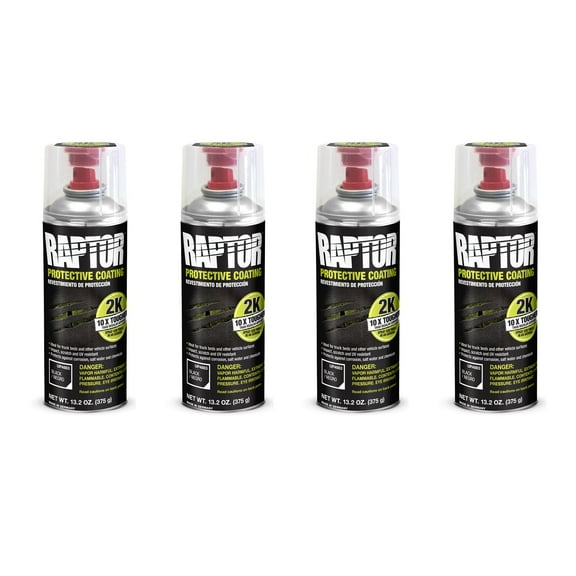 U-Pol 4883 Raptor 2K Aerosol Truck Bedliner Protective Coating - Black, 4-Pack