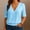 Blue, variant on Blouses for Women Summer 3/4 Length Sleeve Tops Dressy Casual V Neck Business Work Chiffon Shirt with Smocked Cuffs Yellow