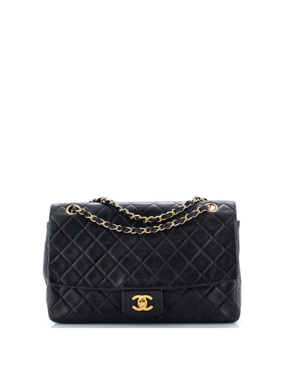 Pre-Owned Vintage CC Chain Flap Bag Quilted Lambskin Large By Rebag