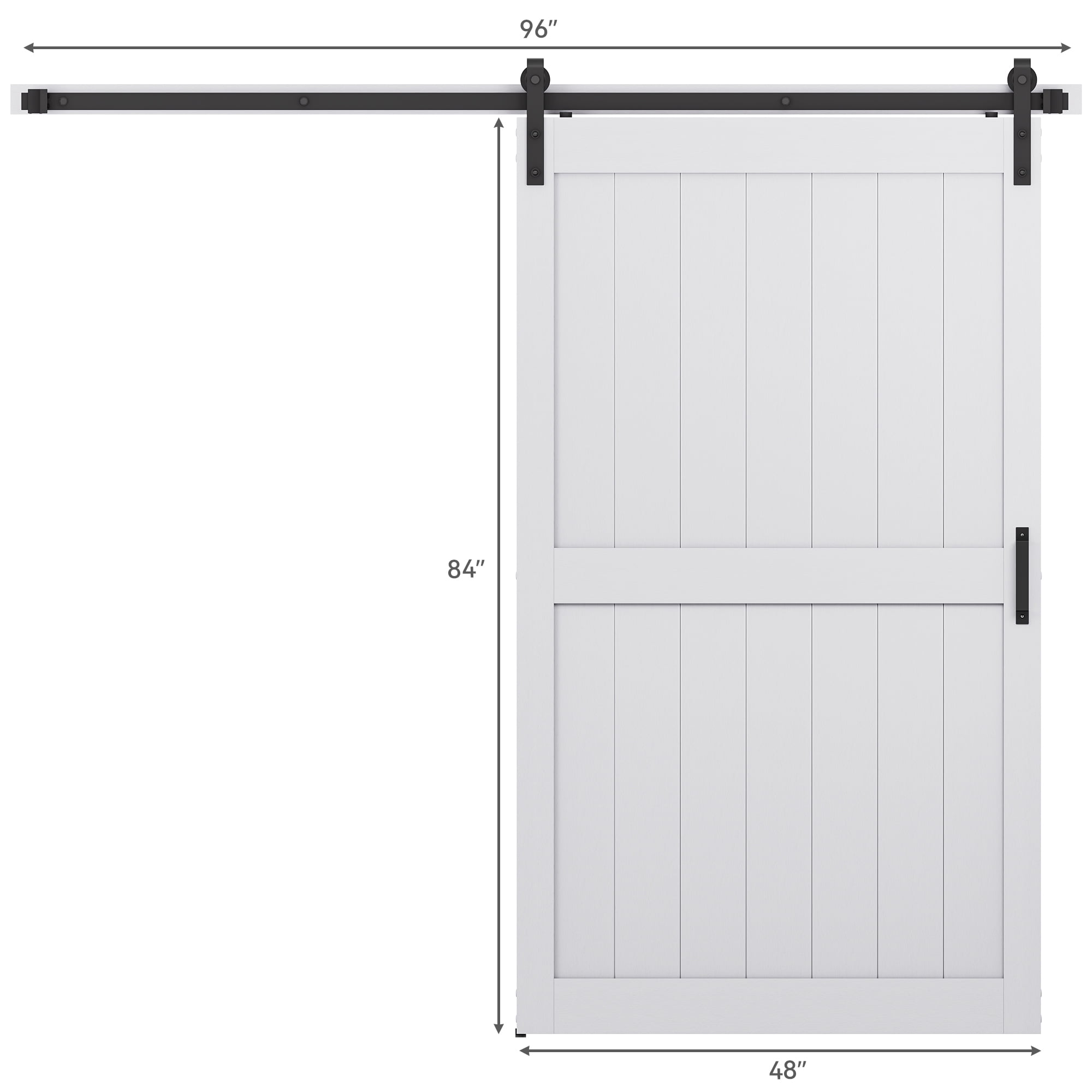 Dextrus 48 in x 84 in Solid Wood Barn Doors Painted with Installation Hardware Kit Barn Door,H-Style Solid Core Single Barn Door, White