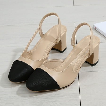 

Cathalem Transparent Sandals for Women Women s Summer New Color Blocking Back Empty Cover Toe Wide Sandals for Women Size 9 Beige 6.5