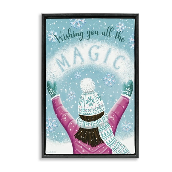 Stupell Industries Wishing You Magic Holiday Painting Black Floater Framed Art Print Wall Art, 17 x 25