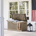 thumbnail image 5 of Devoko 105 Gallon Resin Deck Box Outdoor Lockable Storage Bench with Cushions Waterproof Storage Box,Brown, 5 of 7